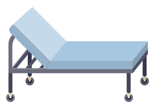 Medical couch vector illustration. Special bed on wheels for patients in hospital isolated on white background. Medical furniture element horizontal divan-bed. Physiological sofa for clinic clients
