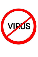  round red stop sign. stop virus