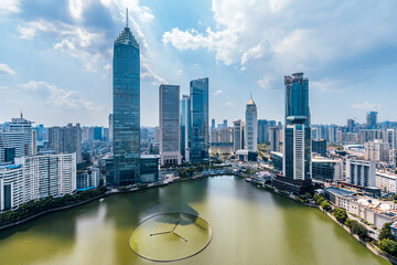 Architectural scenery of Northwest Lake CBD in Hankou, Wuhan, Hubei, China