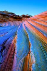 La vague avec phénomène de prisme de grès   5, Vermilion Cliffs National Monument en Arizona USA