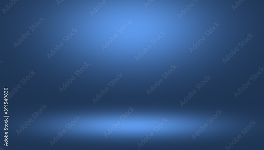 Wall mural blue stage background with gradient light empty room for display your product.