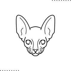Sphinx cat head vector icon in outlines