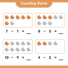 Counting game, count the number of Cookies and write the result. Educational children game, printable worksheet, vector illustration