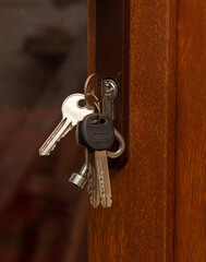 Keys in the lock on the door
