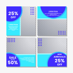 social media post templates for discounts, sales and offers. online media content promotions and marketing element. Square photo template for online ads, print flyer, brochures, cards, online ads