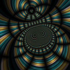 Golden red blue dark swirls, design, abstract background with circles
