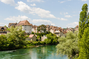 Brugg, Aare, Altstadt, Schwarzer Turm, Stadt, Steinbrücke, Brücke, Altstadthäuser, Hofstatt,...