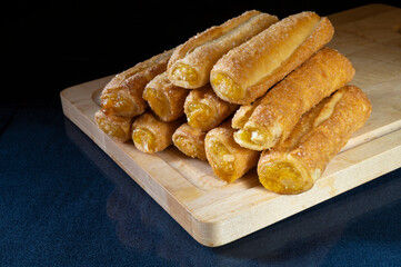 Sweet sticks are with stuffing to rest upon glass table