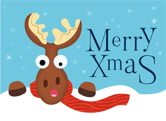 Obraz na płótnie Canvas Christmas Reindeer shouting Merry Xmas!