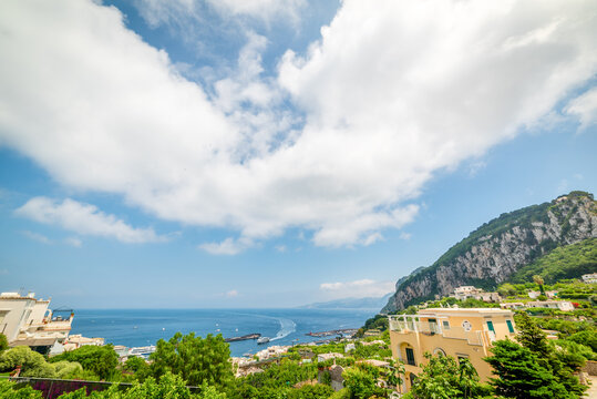Huge white clouds over beautiful Capri island