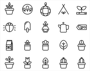 Simple set of Plants icons on white background.