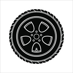 Tire black vector icon illustration on white backgrond