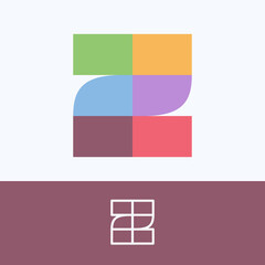 Obraz premium Z letter logo made of pattern blocks with pretty dim colors.