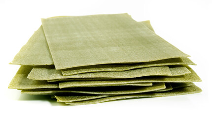 Green Lasagne Sheets with Spinach on white Background - Isolated