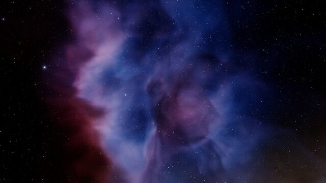 Space background with realistic nebula and shining stars. Colorful cosmos with stardust and milky way. Magic color galaxy. Infinite universe and starry night. 3d render © ANDREI