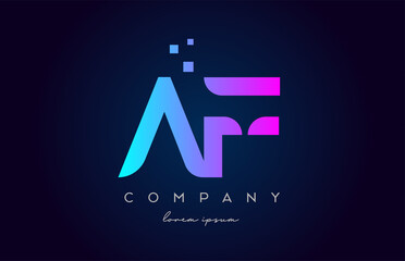AF A F alphabet letter logo icon combination. Creative design for company and business in blue pink colours