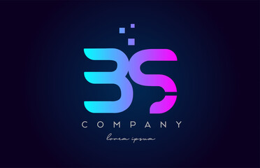 BS B S alphabet letter logo icon combination. Creative design for company and business in blue pink colours