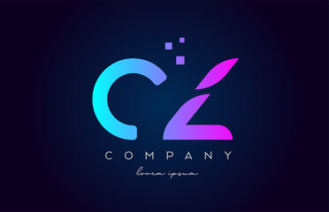CZ C Z alphabet letter logo icon combination. Creative design for company and business in blue pink colours