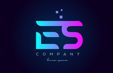 ES E S alphabet letter logo icon combination. Creative design for company and business in blue pink colours