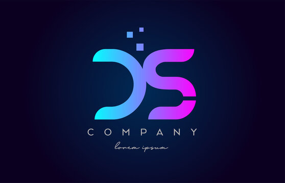 DS D S alphabet letter logo icon combination. Creative design for company and business in blue pink colours