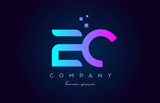 EC E C alphabet letter logo icon combination. Creative design for company and business in blue pink colours