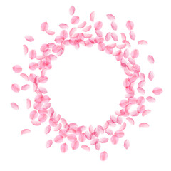 Sakura petals falling down. Romantic pink silky me