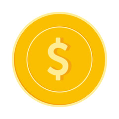 American dollar coin isolated on white background.