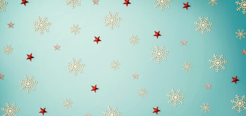 Christmas snowflake pattern - overhead view flat lay