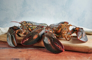 Fresh lobsters ready to be cooked