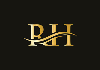 RH Modern creative unique elegant minimal. RH initial based letter icon logo. RH logo design