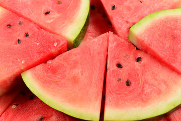 Juicy watermelon slices background. Top view.