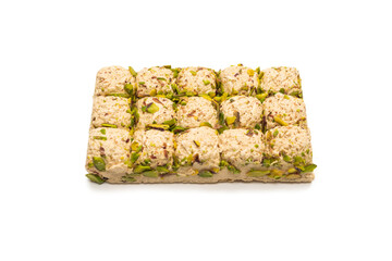 Halva with pistachios isolated.