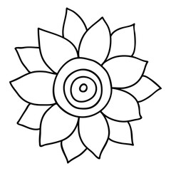 Single doodle outline flower