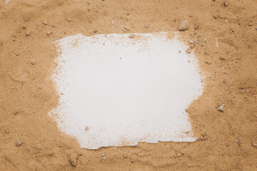 Blank paper concept for text on a sand background. copy space.