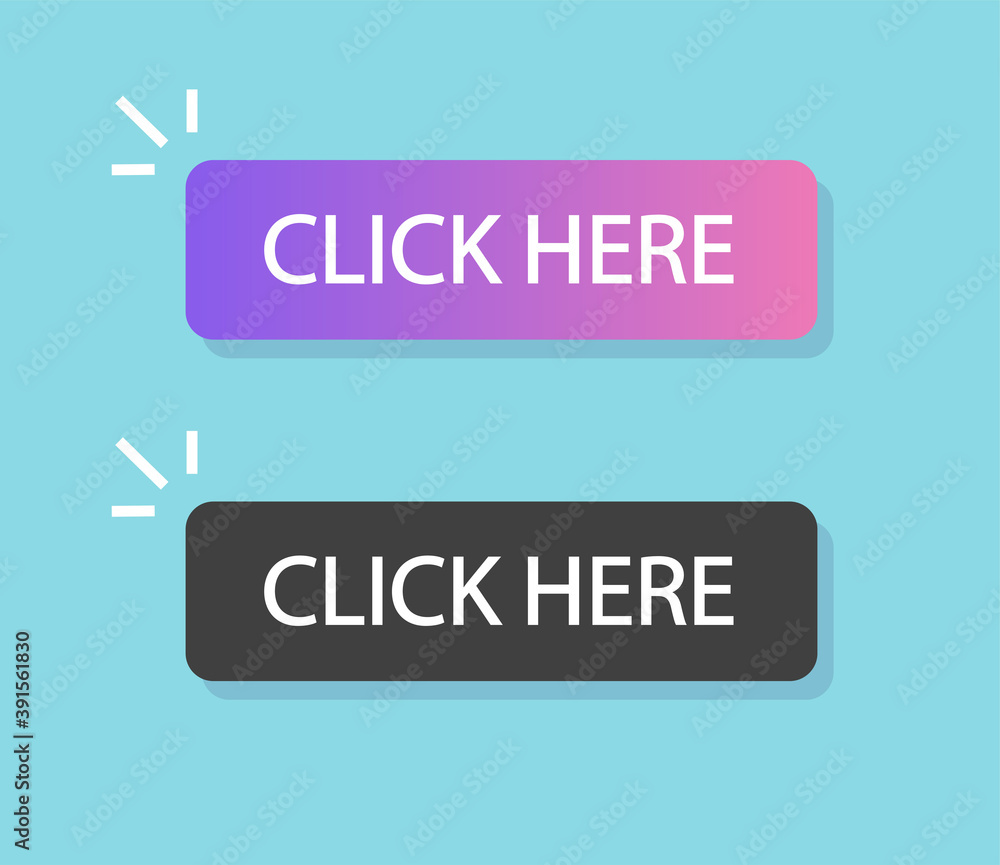 Poster click here buttons set vector icon isolated modern design