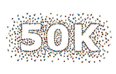 Thank you followers peoples, 50k online social group, happy banner celebrate, Vector