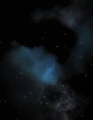 Star field in galaxy space with colorful nebula. Sci fi background of deep space. Ethereal wallpaper.