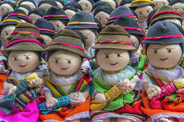 Otavalo market, Colourful textile dolls, Imbabura Province, Ecuador