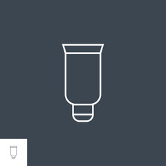 Tooth Paste Tube Related Vector Line Icon. Drugs. Isolated on Black Background. Editable Stroke.