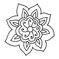 Hand drawn flower doodle element for photo book decoration