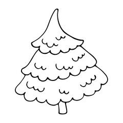 Hand drawn christmas tree isolated on white