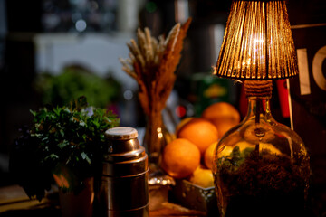 evening lamp on the table