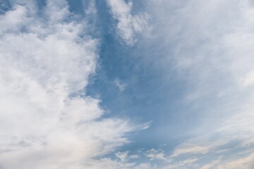 Fototapeta premium Blue sky with cirro cumulus white clouds. Sky background