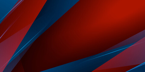 Fototapeta na wymiar Blue red abstract background with 3D triangles and business corporate concepts