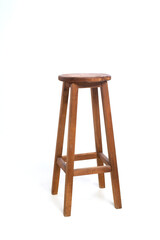 tall wooden bar stool isolated on white background