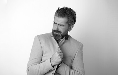 The business bearded man feeling the cold.