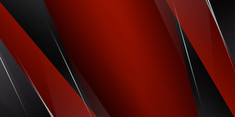 Modern shiny trendy black red abstract background with 3D layers and triangles