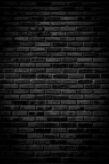 Printed roller blinds Brick wall Black brick walls that are not plastered background and texture. The texture of the brick is black. Background of empty brick basement wall.