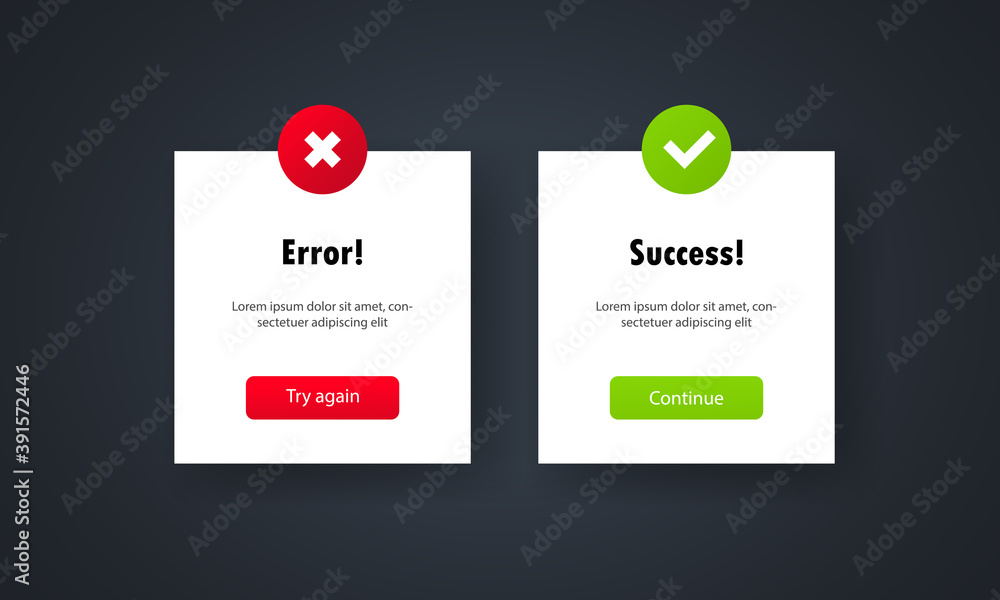 Poster success and error information message illustration. vector eps 10. isolated on white background