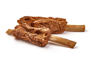 Stuffed deer ribs, game stew, isolated on white background